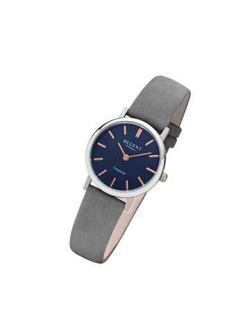 Regent Analog-Armbanduhr Regent Lederarmband grau klein (ca. 27mm)