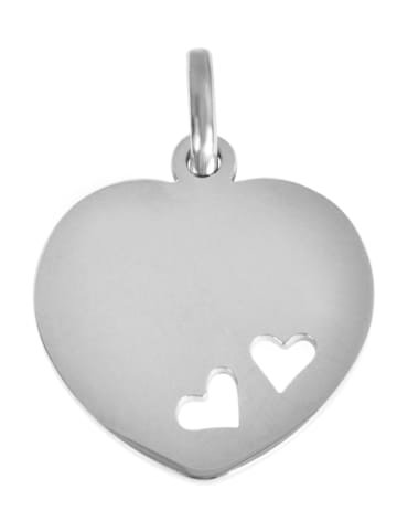 Adeliás Damen Anhänger – Herz Gravuranhänger aus Edelstahl in silber