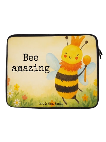 Mr. & Mrs. Panda Laptop Sleeve Biene König Design mit Spruch in Weiß