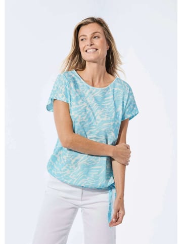 GOLDNER Shirt Shirt mit U-Boot-Ausschnitt in aquamarin / gemustert
