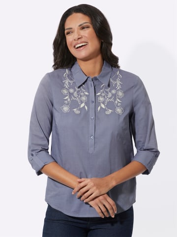 Sieh an! Tunika in taubenblau-champagner-gemustert