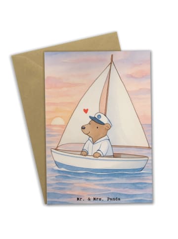Mr. & Mrs. Panda babykarte Bär Segeln Design ohne Spruch in Weiß