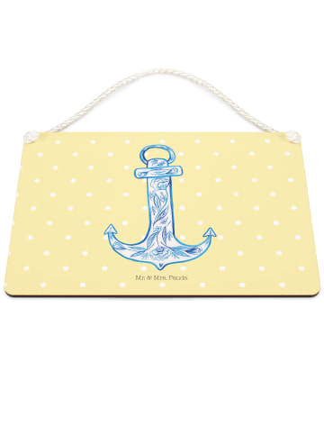 Mr. & Mrs. Panda holzbild Anker Blau ohne Spruch in Gelb Pastell