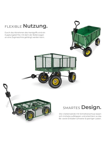 tectake Handwagen mit Ablage max. 550kg mit klappbaren Seitenwänden