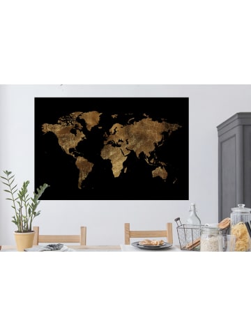 OnlyWow Wandtattoo Weltkarte gold schwarz