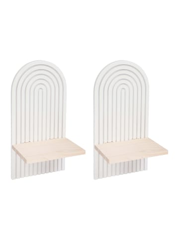 relaxdays 2 x Wandregal in Weiß/ Natur - (B)18 x (H)35 x (T)13 cm