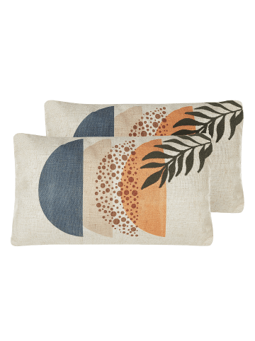 Beliani 2er-Set Dekokissen BROWALLIA in Beige/Bunt