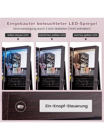COSTWAY Schmuckschrank LED mit Rollen in Andere