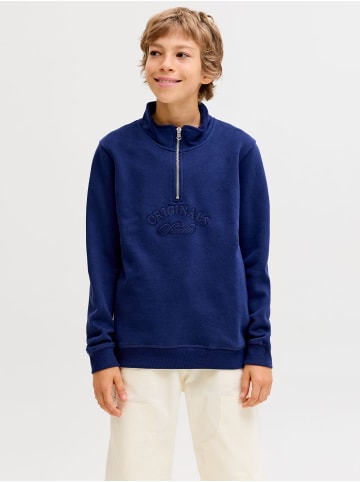 JACK & JONES Junior Sweatshirt mit halbem Reißverschluss in Ocean Cavern
