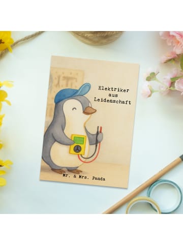 Mr. & Mrs. Panda Postkarte Elektriker Leidenschaft Design mit Sp... in Weiß