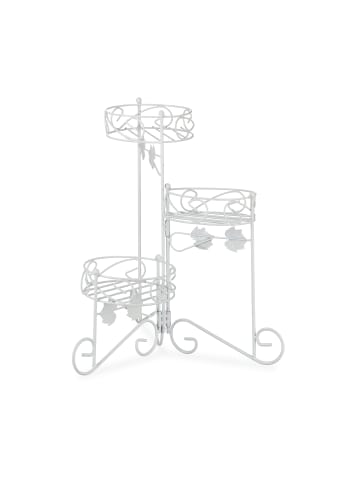 relaxdays Blumenständer Metall in Weiß - (H)40 cm
