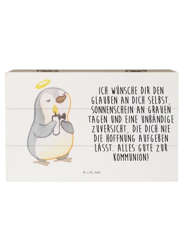 Mr. & Mrs. Panda Schatzkiste Pinguin Kommunion mit Spruch in Weiß