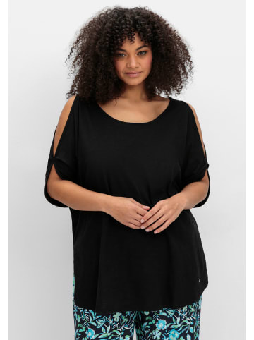 sheego Fledermausshirt in schwarz