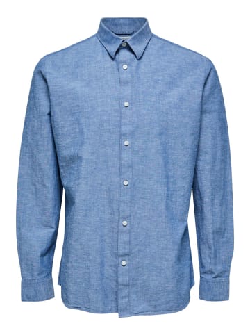 SELECTED HOMME Hemd SLHSLIMNEW-LINEN in Blau