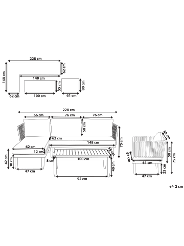 Beliani 4-tlg Sitzgruppe CREMONA in Braun/Weiß
