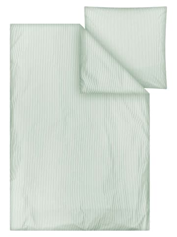 MELA Perkal Bettwäsche Set MAJULI Stripes in thymian - naturweiss gestreift