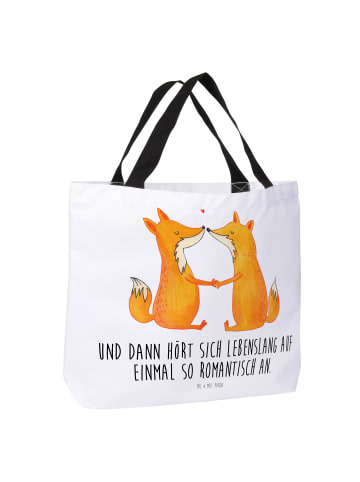 Mr. & Mrs. Panda Strandtasche Füchse Liebe mit Spruch in Weiß