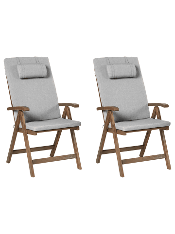 Beliani 2er-Set Esszimmerstuhl AMANTEA PREMIUM in Braun/Grau