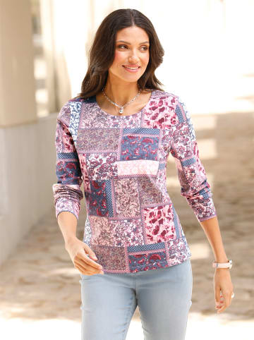 Sieh an! Rundhals-Shirt in hortensie-rauchblau-bedruckt