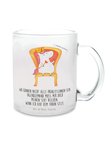 Mr. & Mrs. Panda Teeglas Einhorn König mit Spruch in Transparent