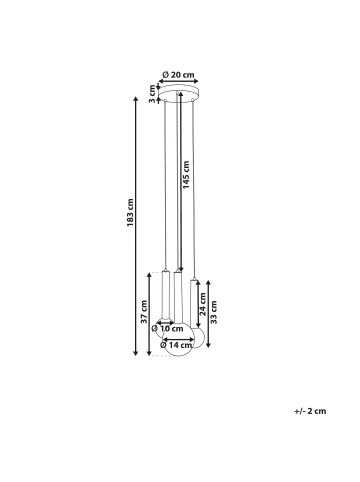 Beliani Pendelleuchten BOUES in Schwarz/Weiß - (W) 30 x (H) 183 x (L) 20 cm