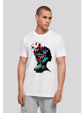 F4NT4STIC T-Shirt Schmetterling Silhouette TEE UNISEX in weiß
