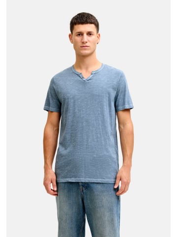 Jack & Jones T-Shirt 'JJESPLIT NECK TEE' in blau-meliert