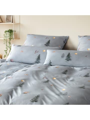 Elegante Bettwäsche Winterwald in rauchblau