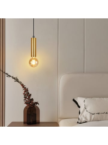 ZMH Pendelleuchte 1-flammige E27 in gold, rund, Metall ohne Leuchtmittel