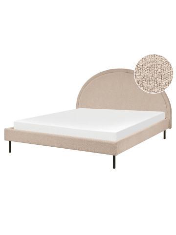 Beliani Doppelbett MARGUT in Beige - (W) 176 x (H) 116 x (L) 214 cm