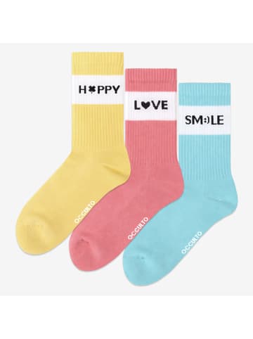 Occulto 3er Pack bunte Motiv Tennissocken Elly in Love