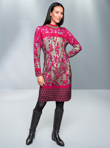 Heine Strickkleid in pink-khaki-gemustert