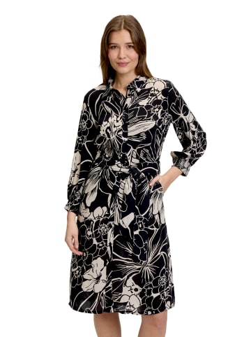 Betty Barclay Hemdblusenkleid mit Bindegürtel in Schwarz/Beige