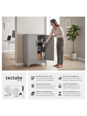 tectake Dokumentenschrank aus Stahl, Kippschutz, abschließbar, 60 x 40 x 100cm