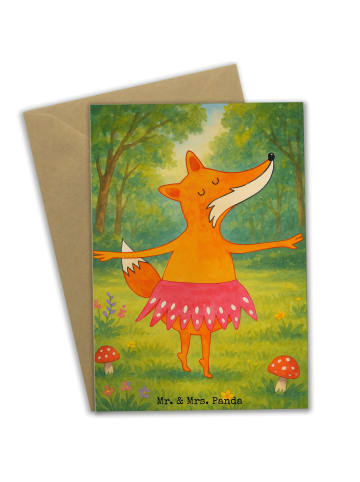 Mr. & Mrs. Panda Grußkarte Fuchs Ballerina Design ohne Spruch in Weiß