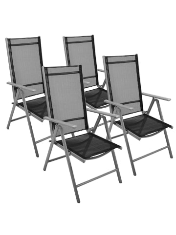 VCM  4er Set Gartenstuhl klappbar Klappsessel Alu in Schwarz