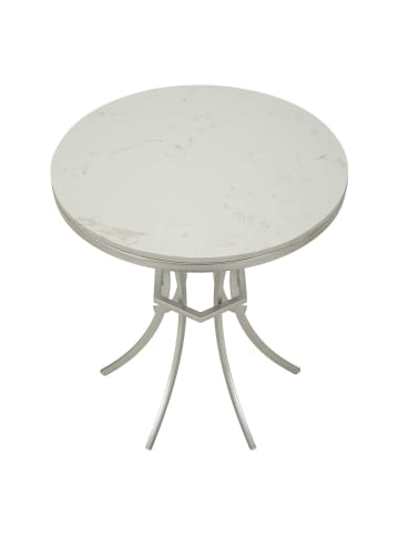 Mauro Ferretti Couchtisch aus silberfarbenem Metall und Marmor, ø 56 x 68 cm