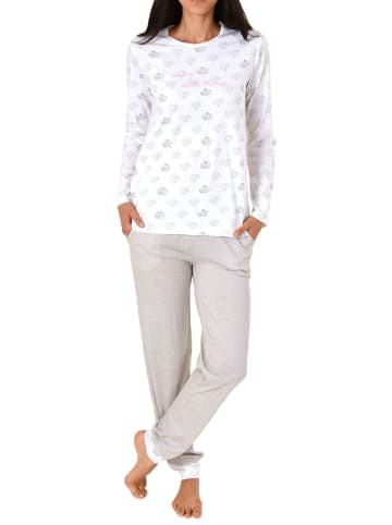 NORMANN Pyjama grafisches Design - 46696 in weiss