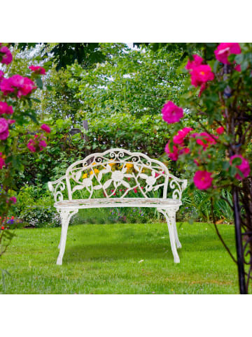 relaxdays Gartenbank in Weiß/ Bronze - (B)98 x (H)78 x (T)57 cm