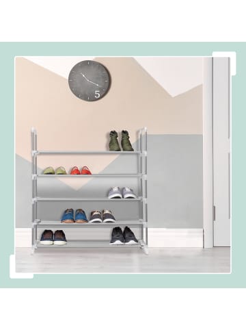 relaxdays 3x Schuhregal in Grau - (B)87 x (H)90,5 x (T)29,5 cm