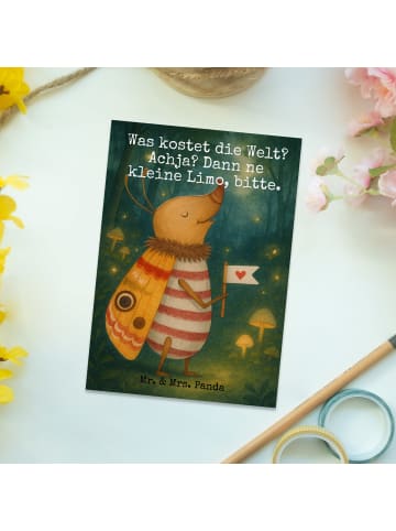 Mr. & Mrs. Panda Postkarte Nachtfalter Fähnchen Design mit Spruch in Weiß