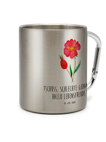 Mr. & Mrs. Panda Thermobecher Blume HageRundunge mit Spruch in Silber