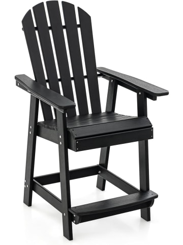 COSTWAY Adirondack Stuhl mit Fußstütze in Schwarz