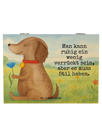 Mr. & Mrs. Panda Schatztruhe Hund Blume Design mit Spruch in Weiß