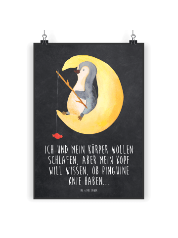 Mr. & Mrs. Panda Poster Pinguin Mond mit Spruch in Kreidetafel