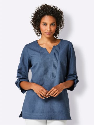 creation L Leinenbluse in jeansblau