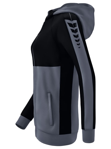 erima Damen Six Wings Trainingsjacke mit Kapuze in slate grey/schwarz