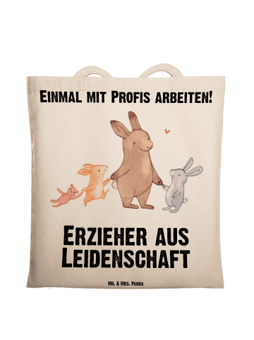 Mr. & Mrs. Panda Tragetasche Erzieher Leidenschaft mit Spruch in Creme