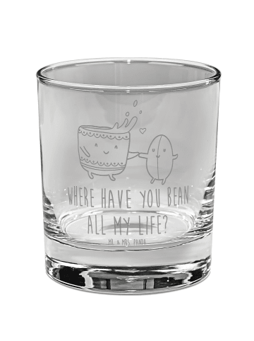Mr. & Mrs. Panda Whiskey Glas Kaffee Bohne mit Spruch in Transparent