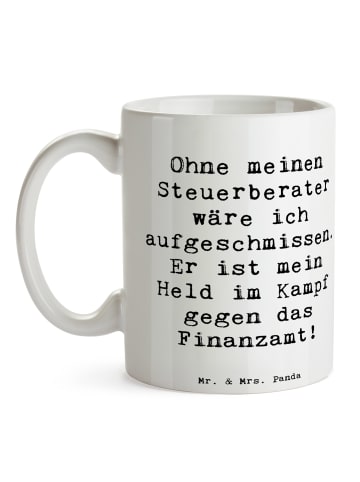 Mr. & Mrs. Panda Mug Spruch Steuerberater Held mit Spruch in Weiß